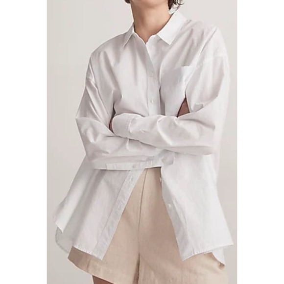 Madewell Signature Poplin Oversized Patch Pocket Shirt US Women's XS New - Picture 1 of 7